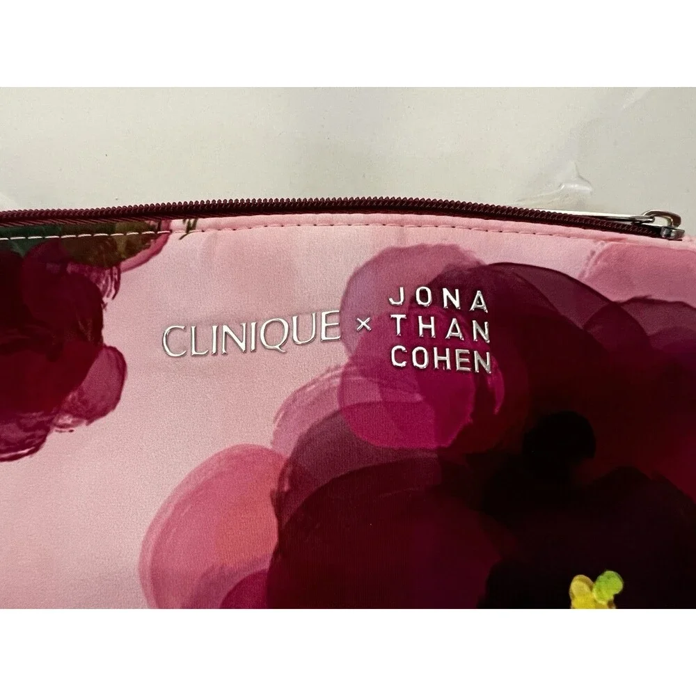Clinique x Jonathan Cohen Floral Makeup Bag Cosmetic Pouch Pink Travel Case NEW
